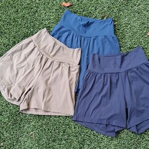 Stylish High-Waist Women's Shorts - Green, Blue, and Navy